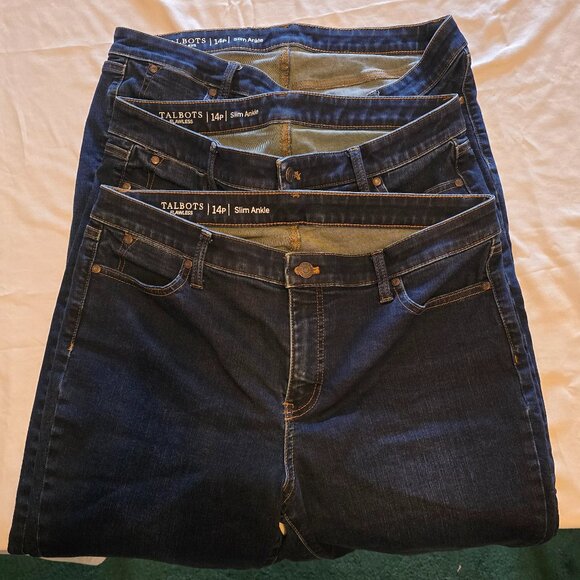 Talbots Flawless Slim Ankle Dark Jeans 14p Bundle 3 Pairs - Picture 2 of 6